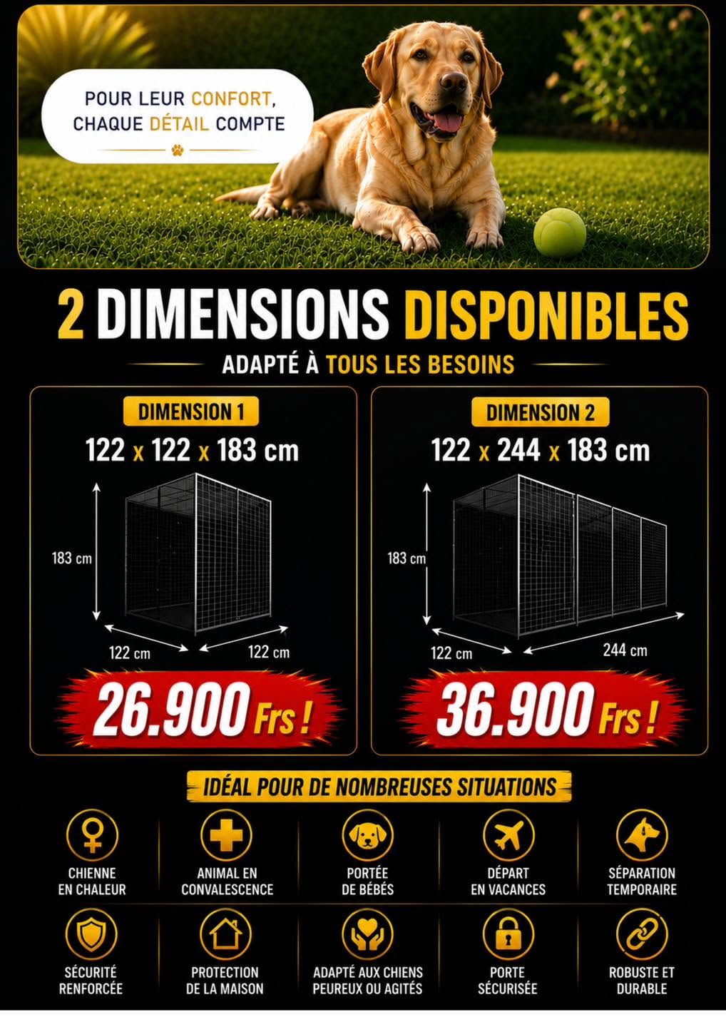Chenil Premium - Taille M et L